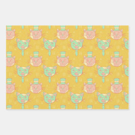 Muster-Papierblätter für Katzen Geschenkpapier Set