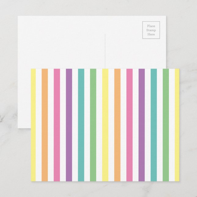 Muster Pastell Rainbow und White Stripes Postkarte (Vorne/Hinten)