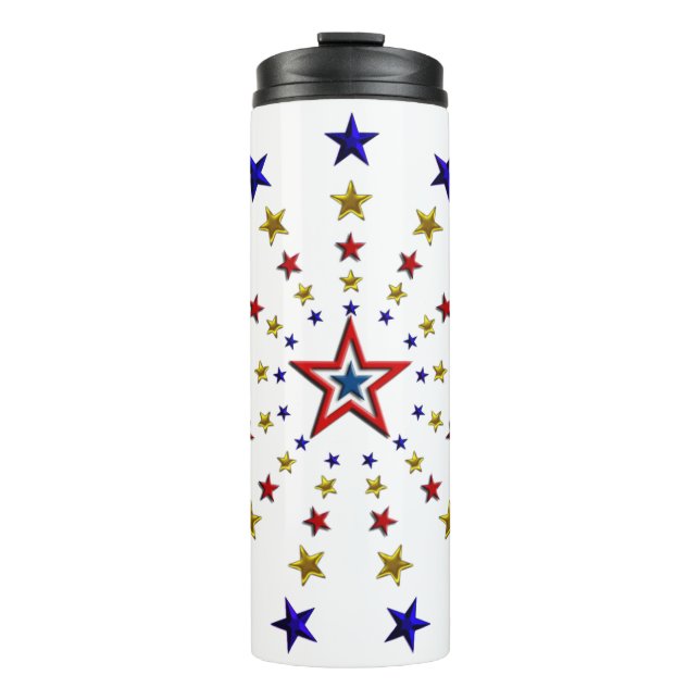 Muster patriotischer Sterne Thermosbecher (Vorderseite)