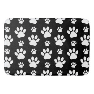 Muster, Paw-Prints, Hundeschrauben, Schwarz und We Badematte