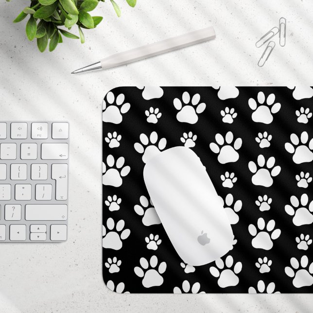 Muster, Paw-Prints, Hundeschrauben, Schwarz und We Mousepad (Von Creator hochgeladen)