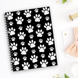 Muster, Paw-Prints, Hundeschrauben, Schwarz und We Notizbuch