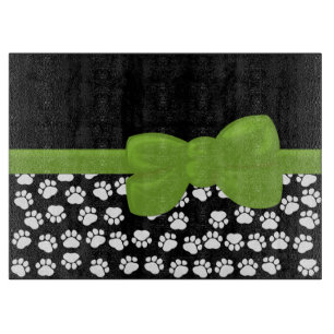 Muster, Paw-Prints, Hundeschrauben, Schwarz und We Schneidebrett