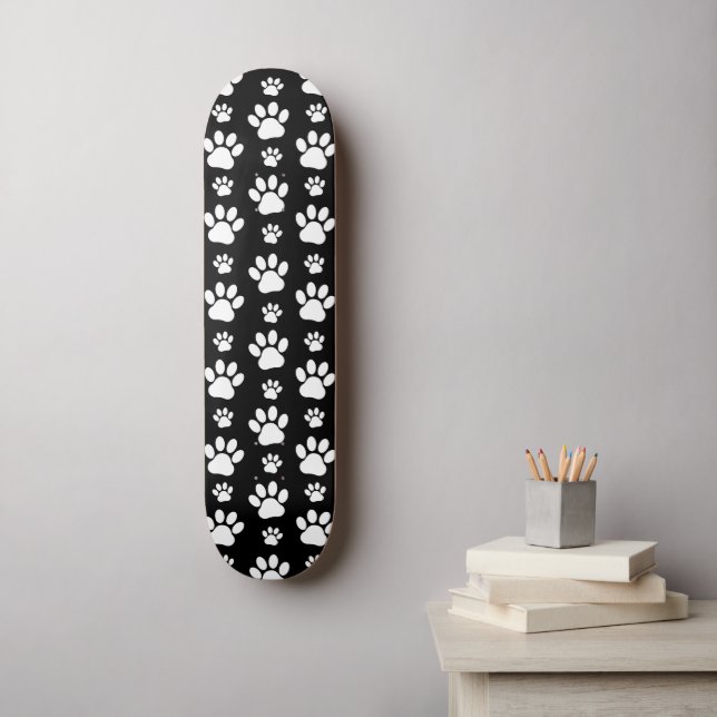 Muster, Paw-Prints, Hundeschrauben, Schwarz und We Skateboard (Wandkunst)