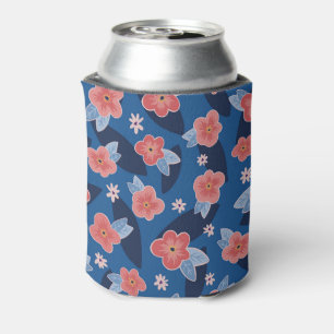 Muster Peach & Blue Floral Dosenkühler