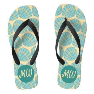 Muster Peach und Blue Sea Muschel Flip Flops