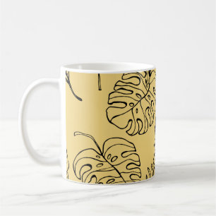 Muster Pflanze Leaf aus tropischen Wäldern und Mon Kaffeetasse