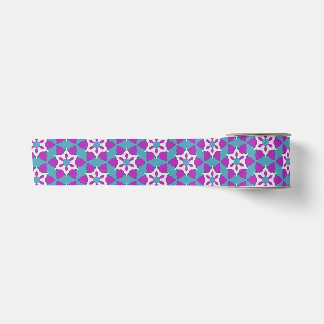 Muster PP4 für aquamarine und Lila Blume Satinband (Vorderseite)