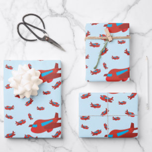 Muster Red & Blue Geschenkpapier Set