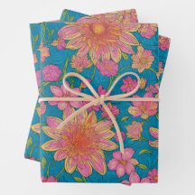 Muster rosa Blume auf blauem Hintergrund