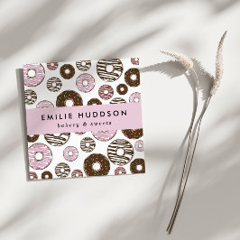 Muster rosa Donuts, Kuchenladen, Konditorei Quadratische Visitenkarte