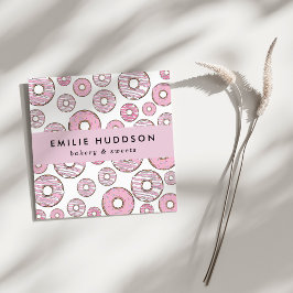 Muster rosa Donuts, Kuchenladen, Konditorei Quadratische Visitenkarte