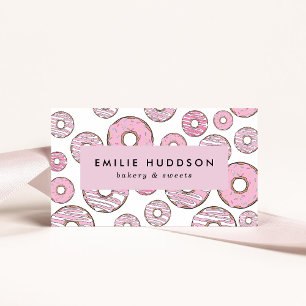 Muster rosa Donuts, Kuchenladen, Konditorei Visitenkarte