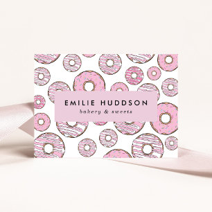 Muster rosa Donuts, Kuchenladen, Konditorei Visitenkarte