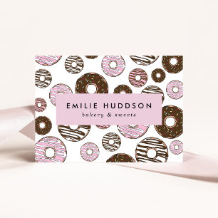 Muster rosa Donuts, Kuchenladen, Konditorei Visitenkarte