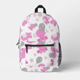 Muster rosa Elefanten, Niedliche Elefanten, Sterne Bedruckter Rucksack