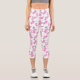 Muster rosa Elefanten, Niedliche Elefanten, Sterne Capri Leggings