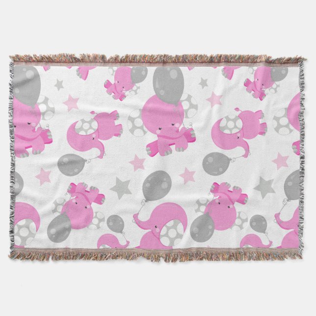 Muster rosa Elefanten, Niedliche Elefanten, Sterne Decke (Vorderseite)