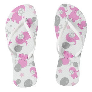 Muster rosa Elefanten, Niedliche Elefanten, Sterne Flip Flops