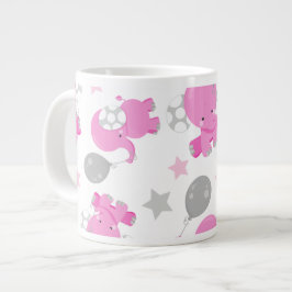 Muster rosa Elefanten, Niedliche Elefanten, Sterne Jumbo-Tasse