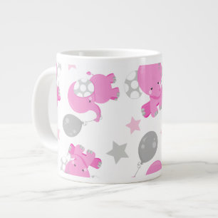 Muster rosa Elefanten, Niedliche Elefanten, Sterne Jumbo-Tasse