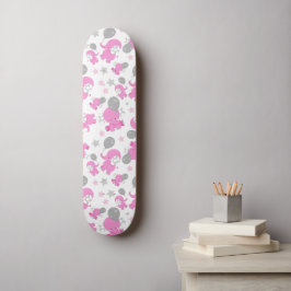 Muster rosa Elefanten, Niedliche Elefanten, Sterne Skateboard