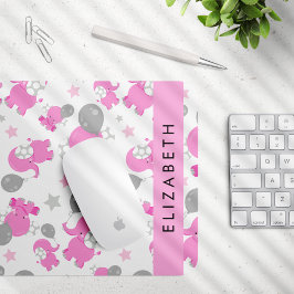 Muster rosa Elefanten, Sterne, Ihr Name Mousepad