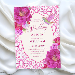 Muster Rosa künstlerische Fliese floral Hochzeit Einladung