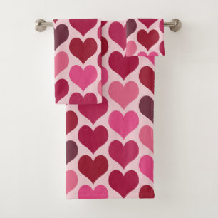 Muster Rosa und Rotes Herz Badhandtuch Set