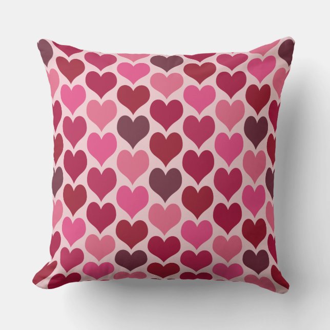 Muster Rosa und Rotes Herz Kissen (Vorderseite)