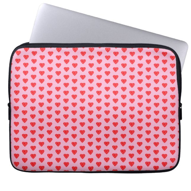 Muster Rosa und Rotes Herz Laptopschutzhülle (Vorderseite)