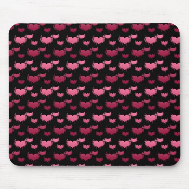 Muster Rosa und Rotes Herz Mousepad (Vorne)