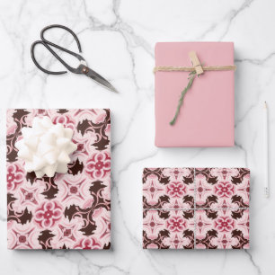 Muster Rosa und Schokolade Geschenkpapier Set