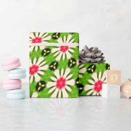 Muster Rosa und Weiße Blume Geschenkpapier