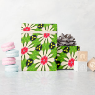 Muster Rosa und Weiße Blume Geschenkpapier