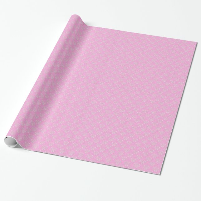 Muster Rosa und Weiße Damast Geschenkpapier (Ungerollt)