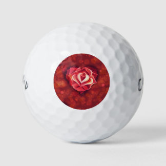 Muster Rose in Herzform, Blume der Liebe Geschenk Golfball