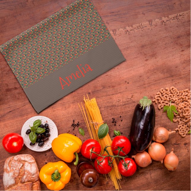 Muster Rot-Gelb-Mini-Wildblume braun Geschirrtuch (Von Creator hochgeladen)