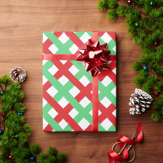 Muster rot, grün und weiß geschenkpapier (Feiertagsgeschenk)