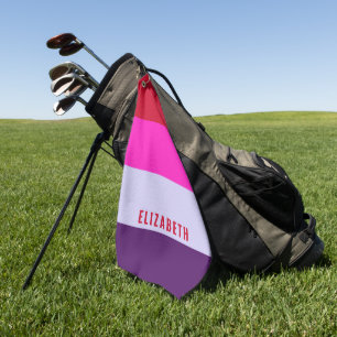 Muster Rot, Rosa und Lila Streifen Golfhandtuch