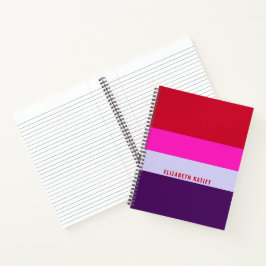Muster Rot, Rosa und Lila Streifen Notizbuch