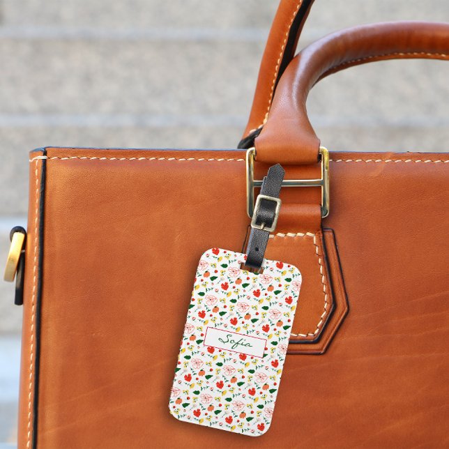 Muster Rot und Gelb Wildblumen Gepäckmarke Gepäckanhänger (Von Creator hochgeladen)