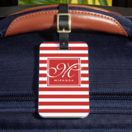 Muster Rot und Weiß - Monogramm Gepäckanhänger