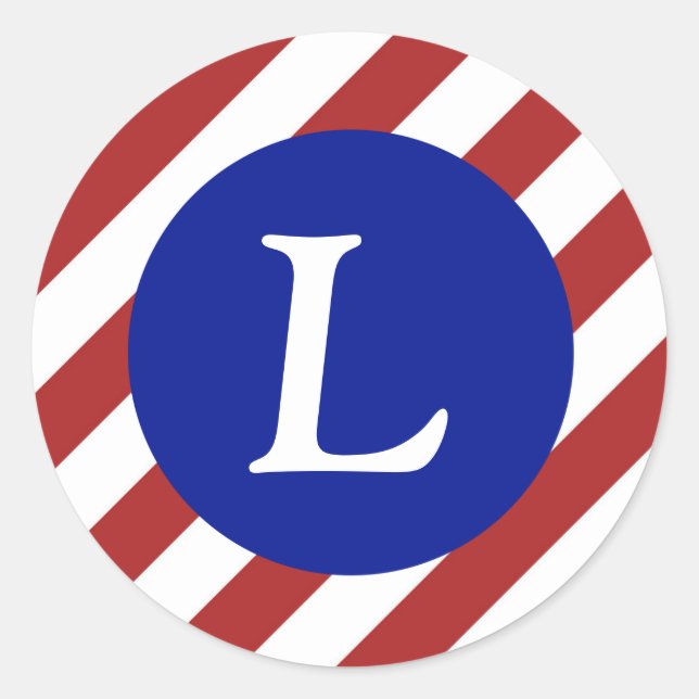Muster Rot und Weiß Streifen + Royal Blue Circle Runder Aufkleber (Vorderseite)