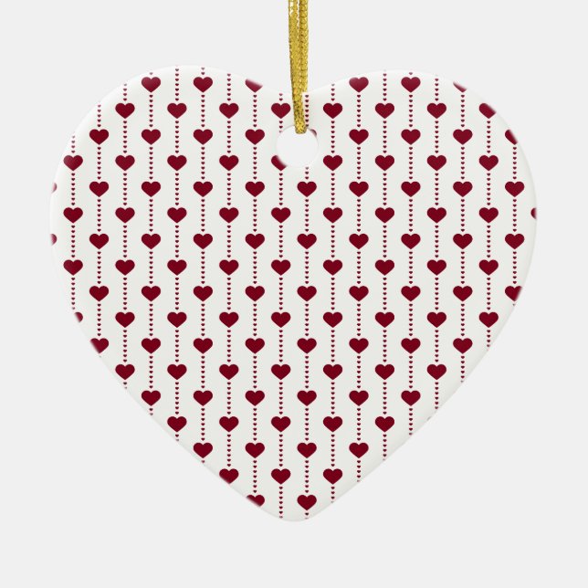 Muster/rote Herzen Keramik Ornament (Vorne)