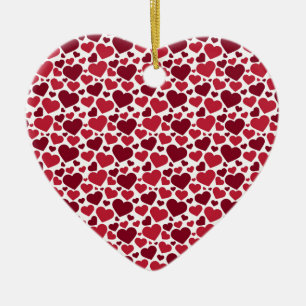 Muster/rote Herzen Keramik Ornament