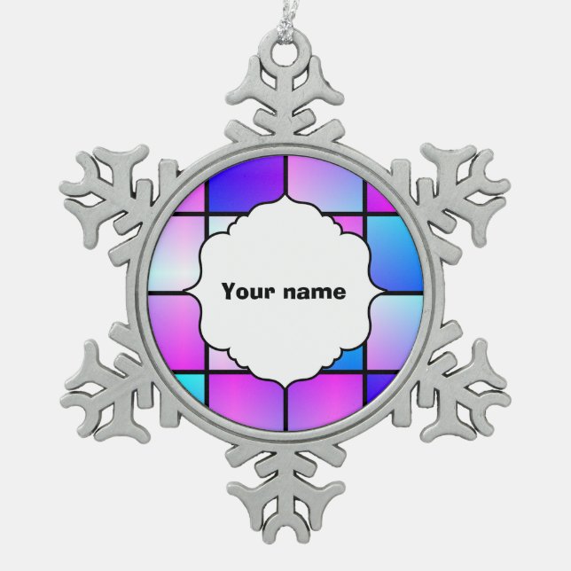 Muster Schneeflocken Zinn-Ornament (Vorderseite)