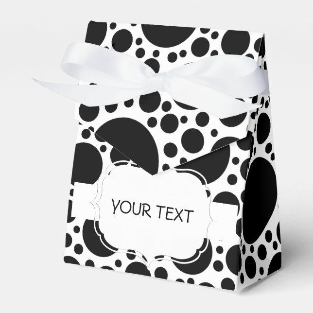 Muster - schwarze Punkte + Farbe und Text Geschenkschachtel (Vorderseite)