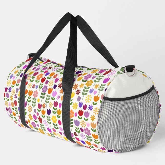 Muster skandinavischer Blume Duffle Bag (Rechte Ecke)