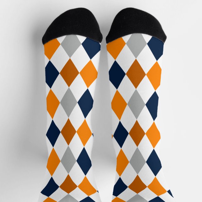 Muster-Socken für Miner Orange und Navy-Raute Socken (Oben)